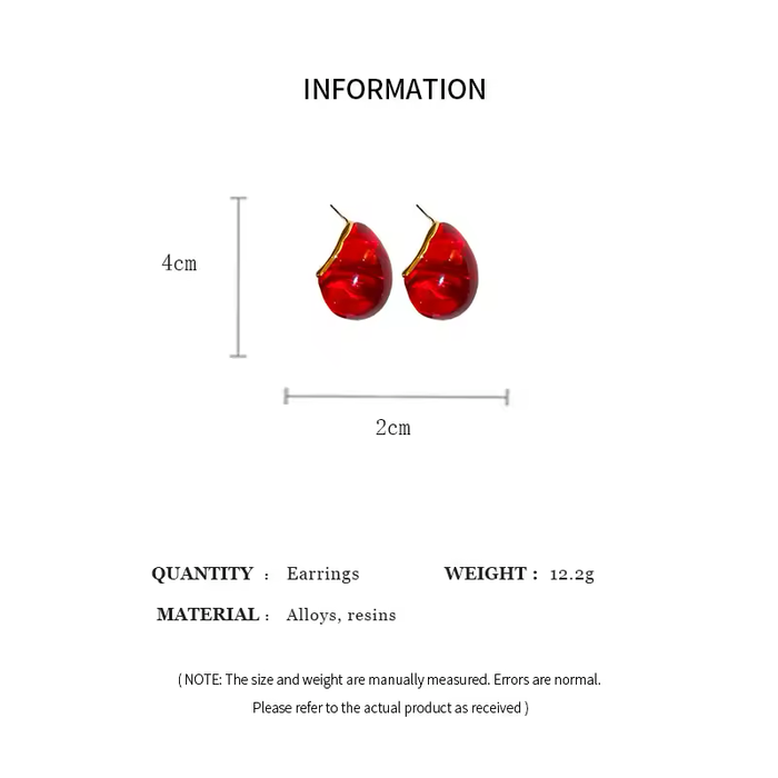 Amber Resin Drop Earrings for Women – Retro Elegant Stud Jewelry