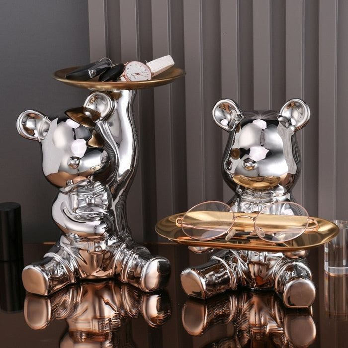 Ceramic Electroplated Bear Playful Cartoon