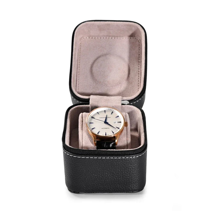 Classic Design Black Leather Watch Case - 1 Slot