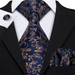 Classy Men Blue & Gold Floral Silk Tie