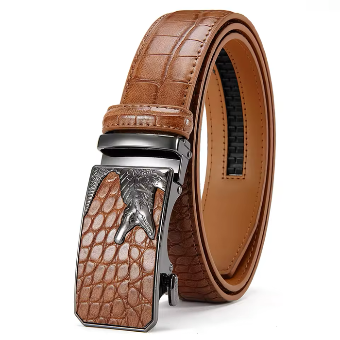 Crocodile Buckle Leather Belt For Men, Yerik Model