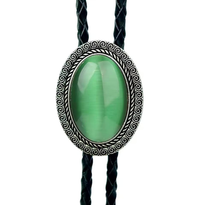 Modern Bolo Tie Mens Cat's Eye Bolo Wedding Green Tie