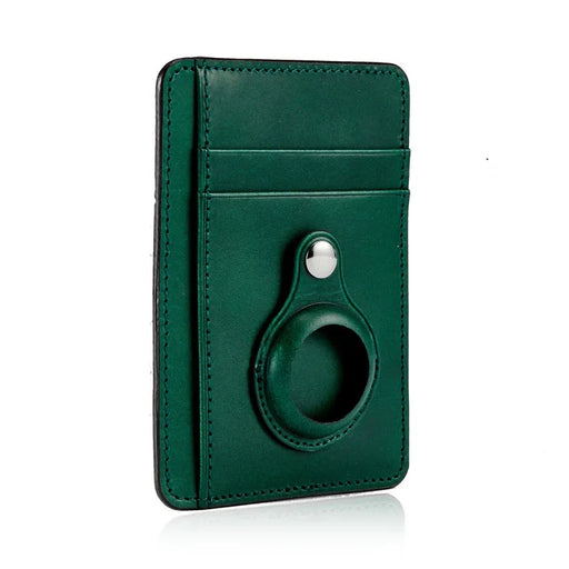 Custom Name Italian Vegetable Tanned Leather AirTag Wallet