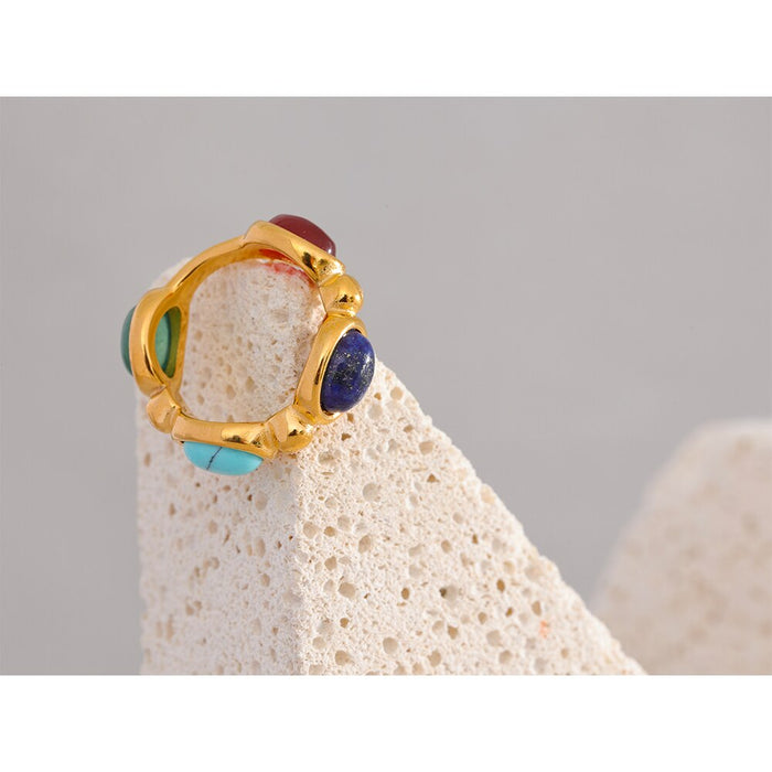 Stylish Golden ring with Colorful Crystals