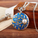Star & Moon Steampunk Pendant Watch - Gold Blue Sky Quartz Clock