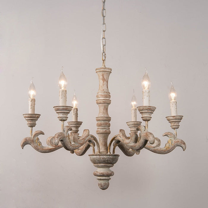 Exquisite Wood Chandelier with 6 or 8 LED Bulbs