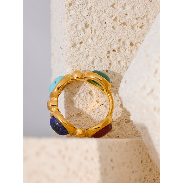 Stylish Golden ring with Colorful Crystals