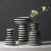Classic Black and White Striped Ceramic Vase