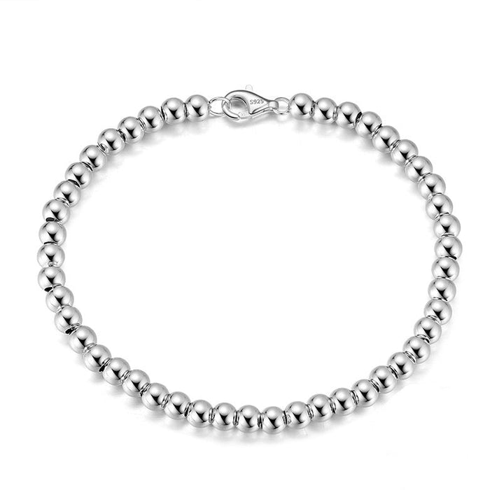 4mm Beaded Bracelet for Men – 925 Sterling Silver