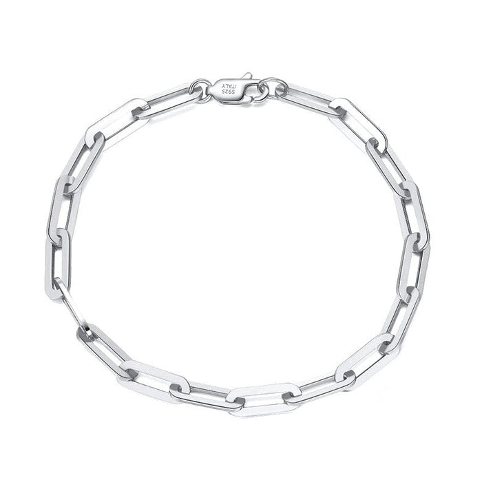 Paperclip Bracelet – 4.5mm 925 Silver, Rhodium Coated