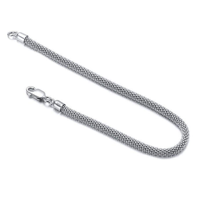 Mesh Bracelet – 3mm 925 Silver, Rhodium Coated