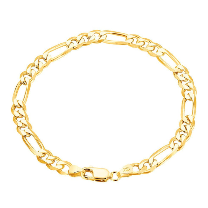 Figaro Bracelet – 18K Gold Coated, 5mm Sterling Silver