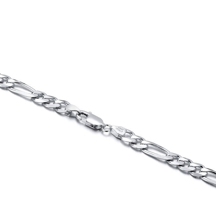 Figaro Bracelet – 5mm 925 Silver, Rhodium Coated