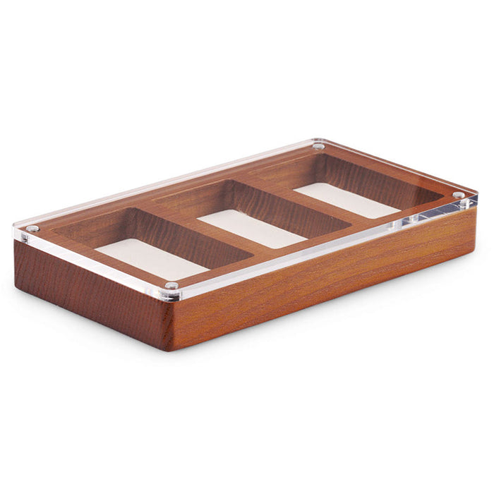 Elegant wood jewelry tray with clear acrylic cover