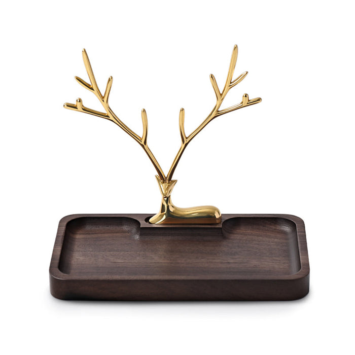 Designer Wood Jewelry Display Tray with Deer Rack