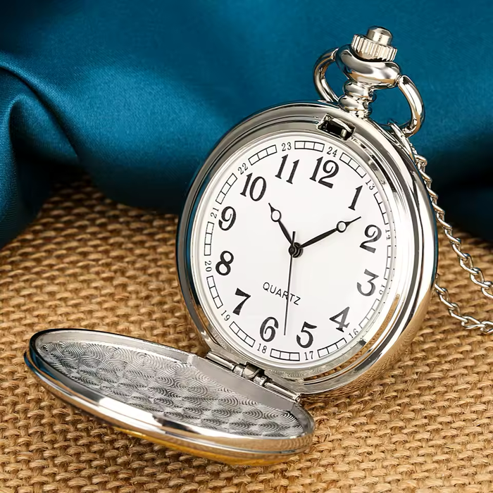 Star & Moon Steampunk Pendant Watch - Gold Blue Sky Quartz Clock