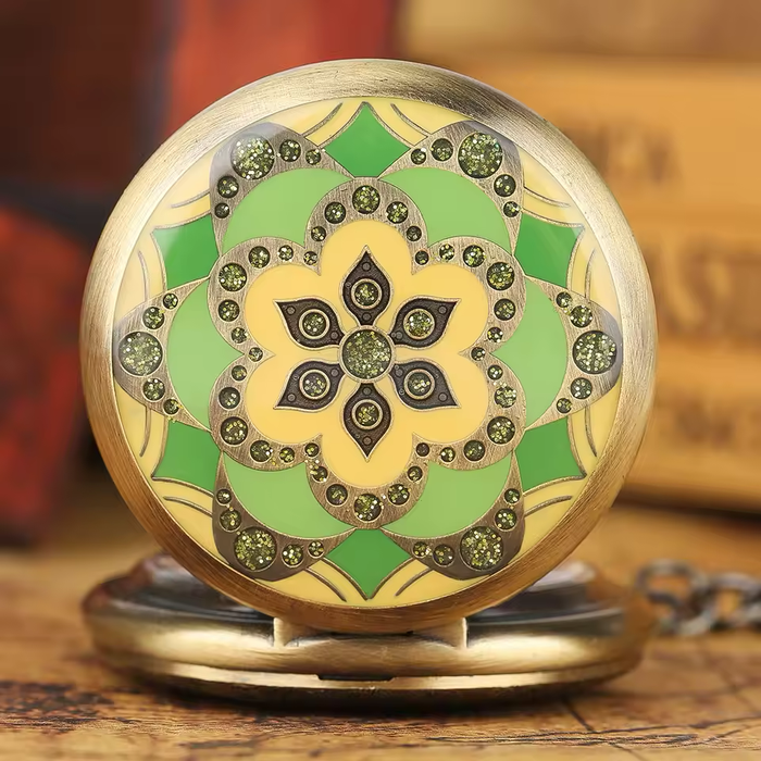 Bronze Full Hunter Pocket Watch - Arabic Dial Hand Wind Vintage Gift