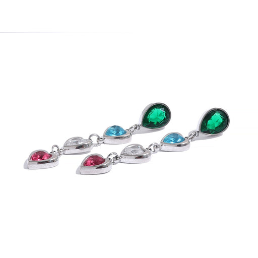 Small Hearts Design Earrings with Crystals