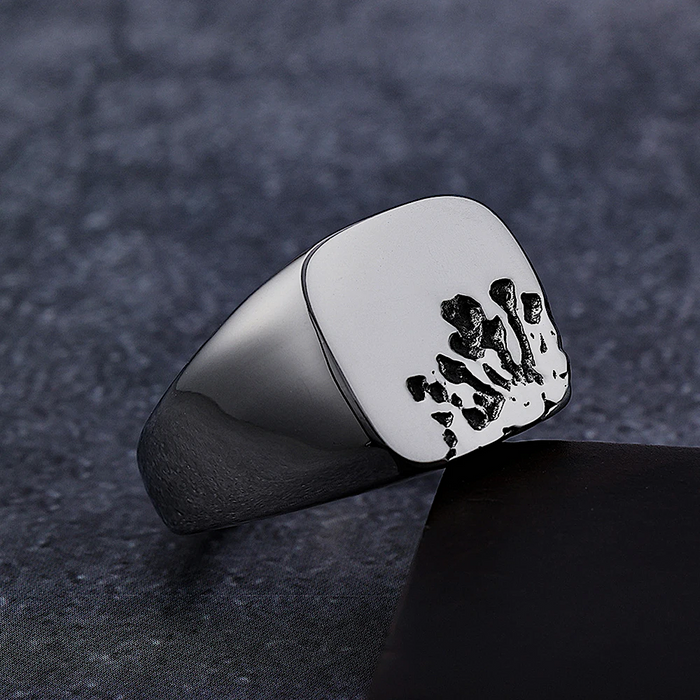 Silver Moon Imprint Signet Ring