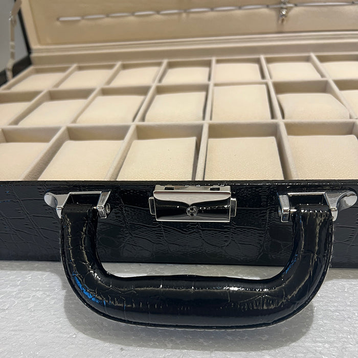 Crocodile Pattern PU Leather Watch Display Box – 36-Inch Size