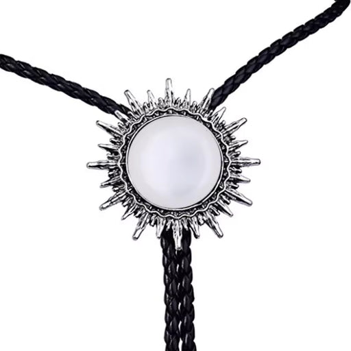 Black Agate Bolo Tie Sunflower Shape Bolo Ties Men's Bolo Necktie