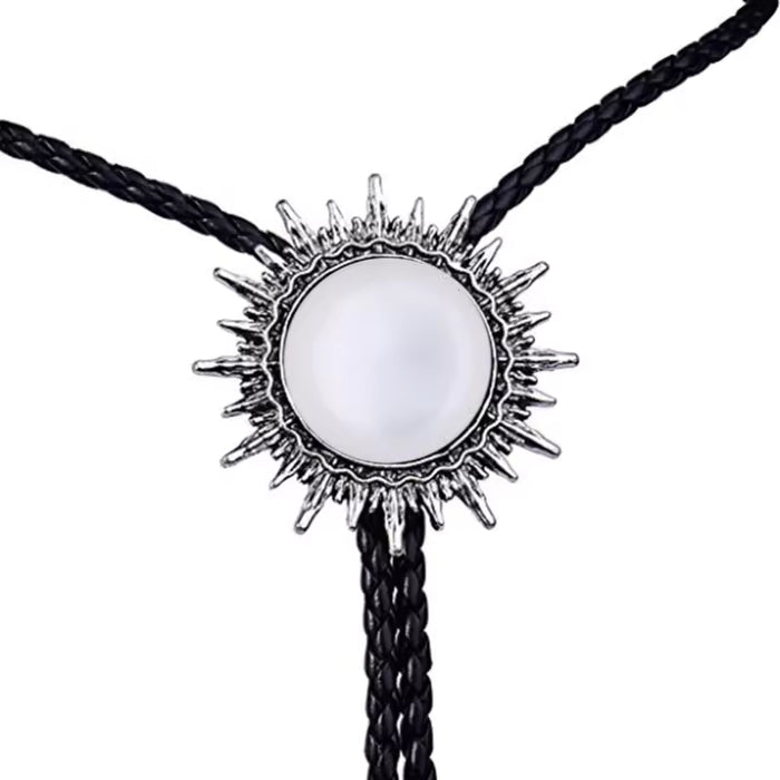 Black Agate Bolo Tie Sunflower Shape Bolo Ties Men's Bolo Necktie