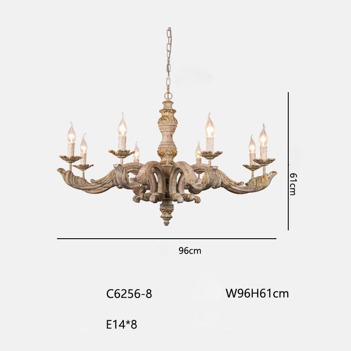 Exquisite Wood Chandelier with 6 or 8 LED Bulbs