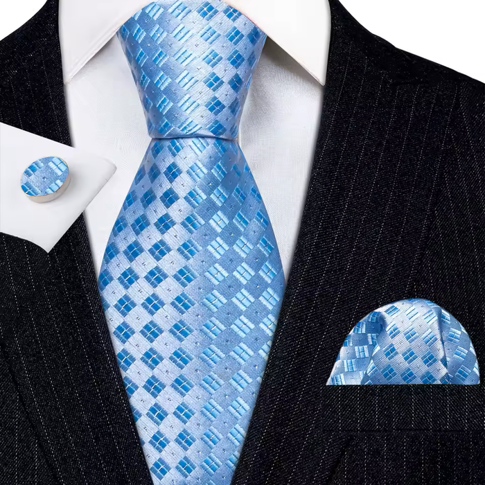 Royal Blue Floral Silk Tie for Classy Men - Elegant Accessory for Formal Occasions