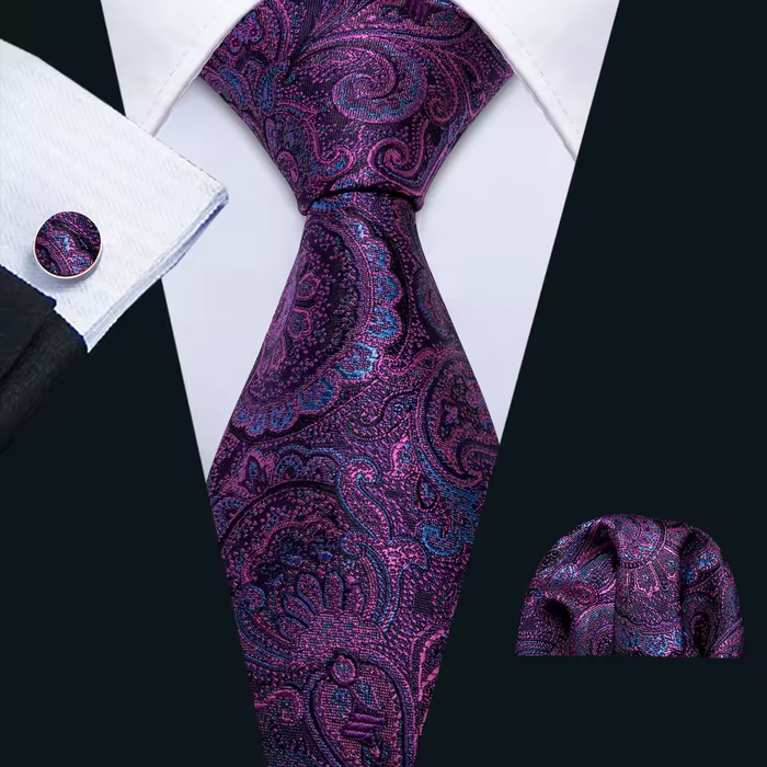 Purple Gold Floral Silk Tie for Classy Men