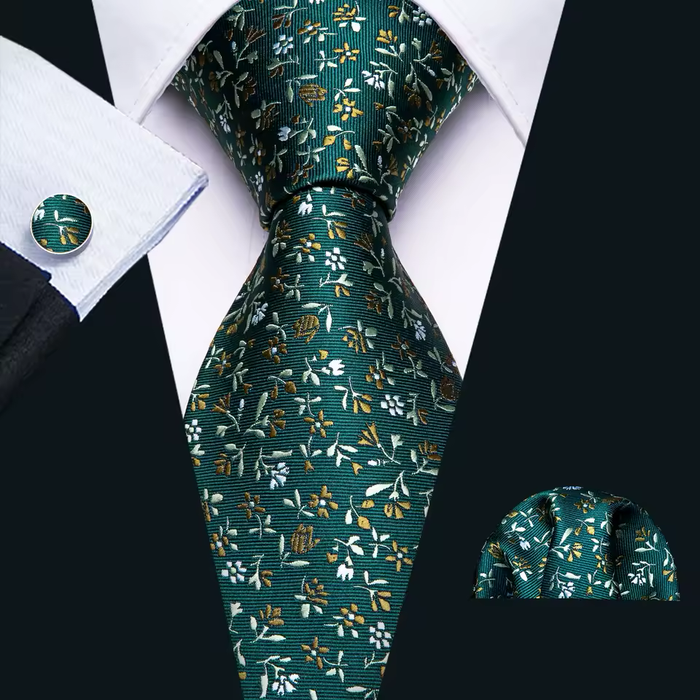 Classy Men Blue & Gold Floral Silk Tie
