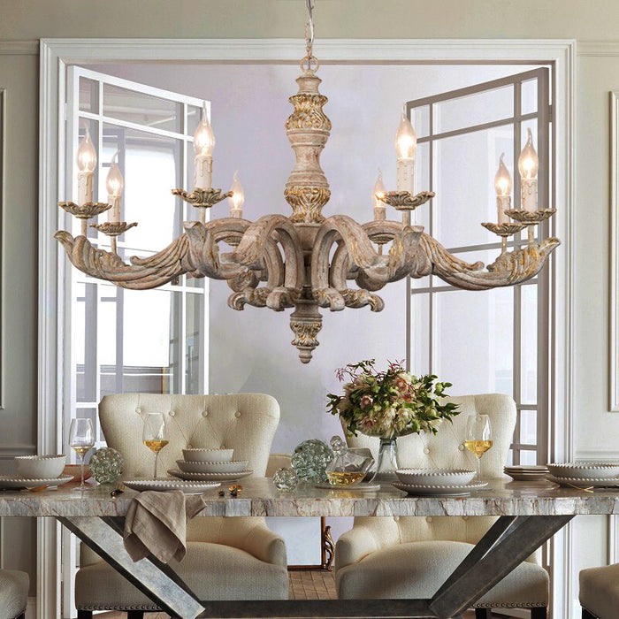 Exquisite Wood Chandelier with 6 or 8 LED Bulbs