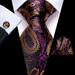 Purple Gold Floral Silk Tie for Classy Men