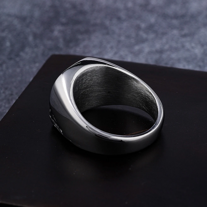 Silver Moon Imprint Signet Ring