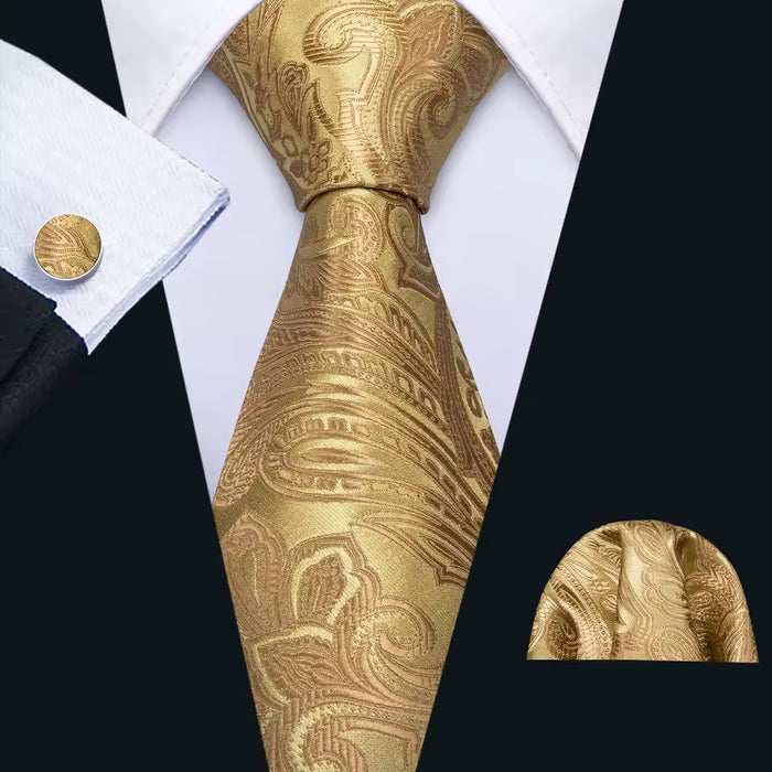 Mens Silk Tie in Yellow and White Paisley Design  Classy Accessory