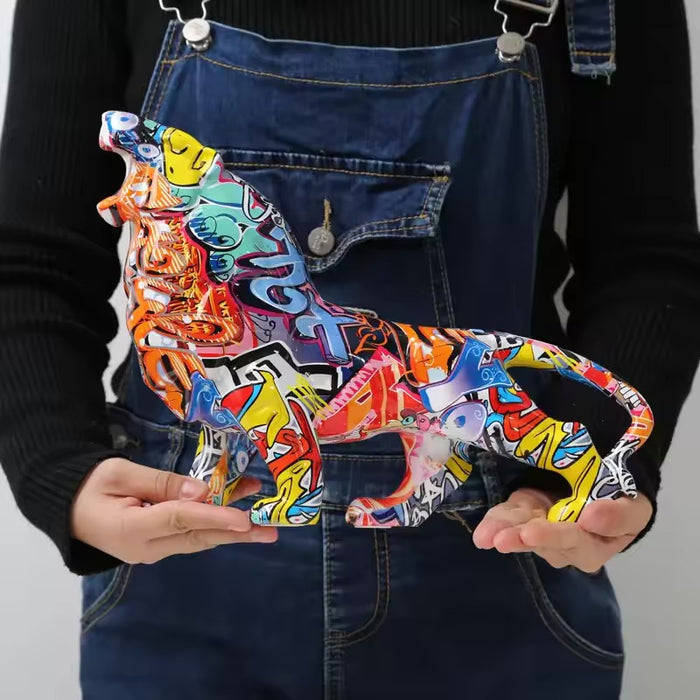 Nordic Painted Lion Statue
