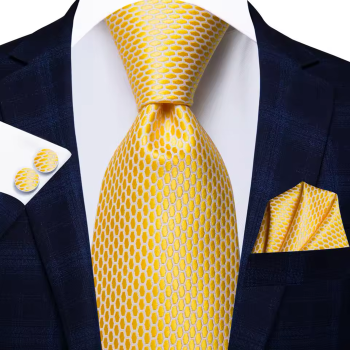 Gold Static Noise Silk Tie for Men - Classy and Elegant Accessory