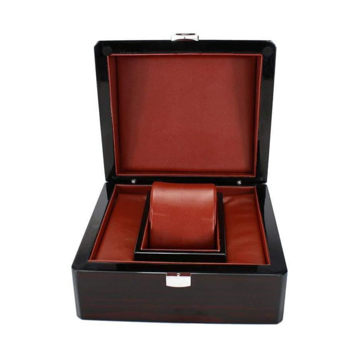 Single-Slot Lacquered Wood Watch Case with Velvet Interior