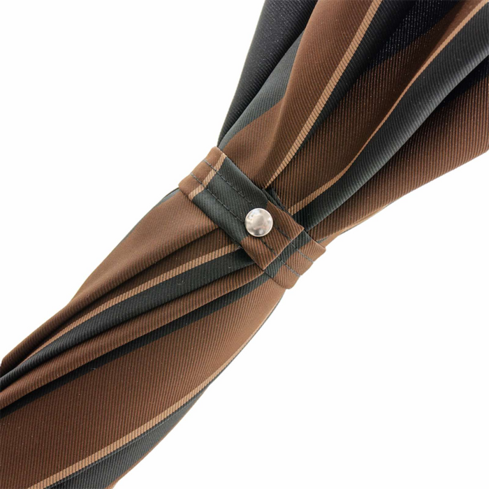 luxury brown umbrella with stripes and ostrich leather