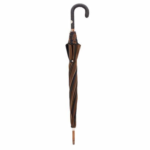 brown striped umbrella ostrich leather handle