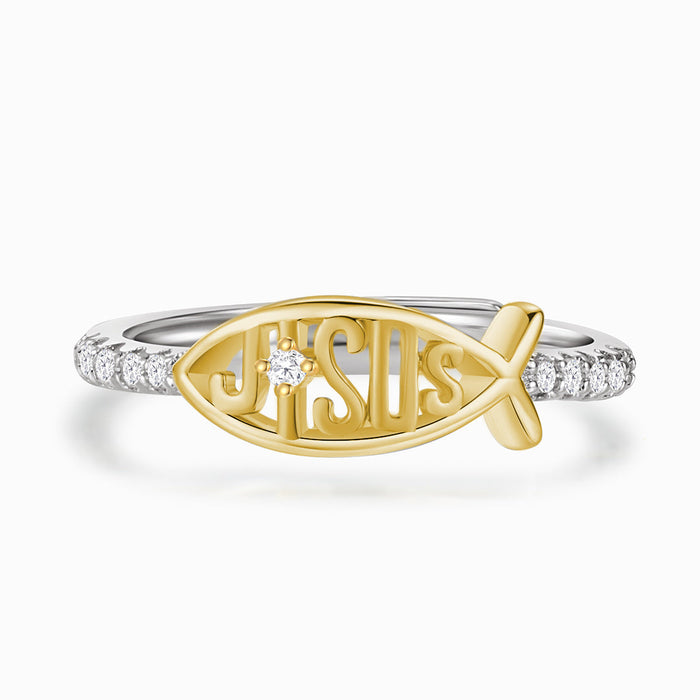 Life with Jesus is Better Ichthus Adjustable Ring