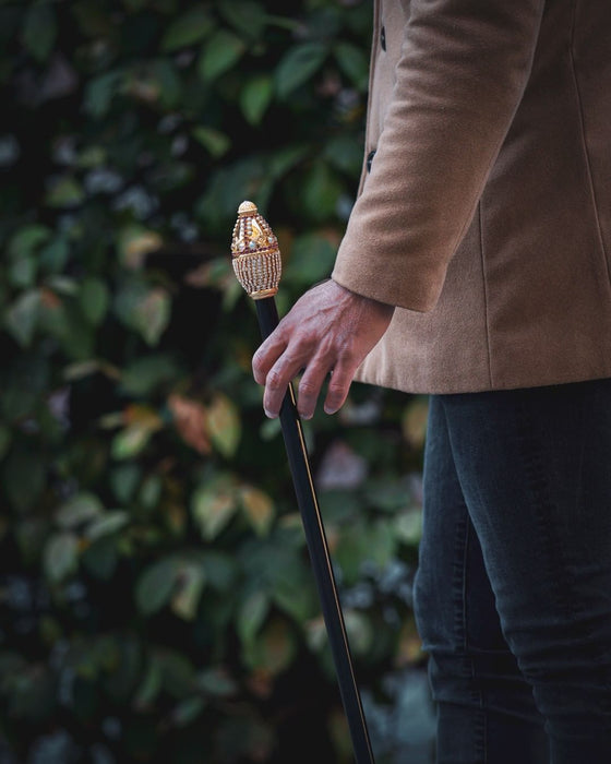 Unique Masterpiece Walking Stick with Crystals and Pearls