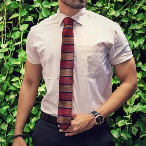 Knitted Tie for Men Classy Red Brown Blue Styles