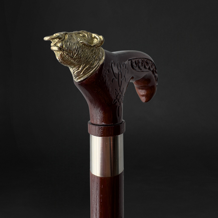 Stylish Handmade Walking Stick with Animal Head Handle