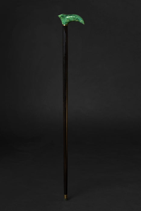 Designer Malachite Shade Walking Cane with Maple Burl Handle