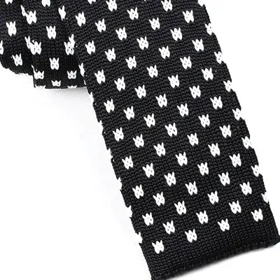 Black and White Square Knit Tie for Men Classy Style Accessory