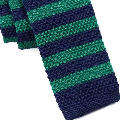 Green and Navy Blue Square Knit Tie for Classy Men