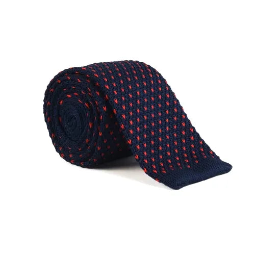 Blue and Red Dot Square Knit Tie for Classy Men
