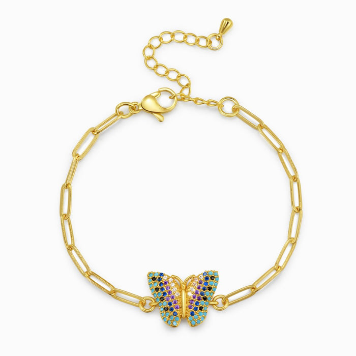 Turquoise Butterfly Charm Adjustable Bracelet