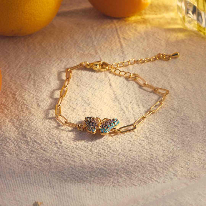 Turquoise Butterfly Charm Adjustable Bracelet