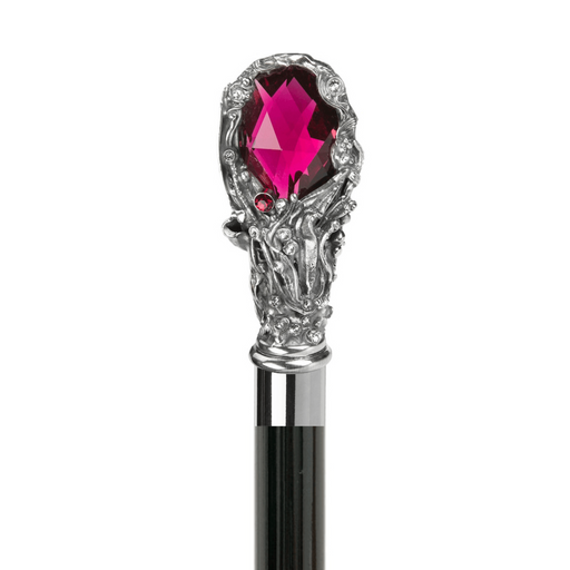 Unique Luxury Red Gem Handle Black Umbrella for Women